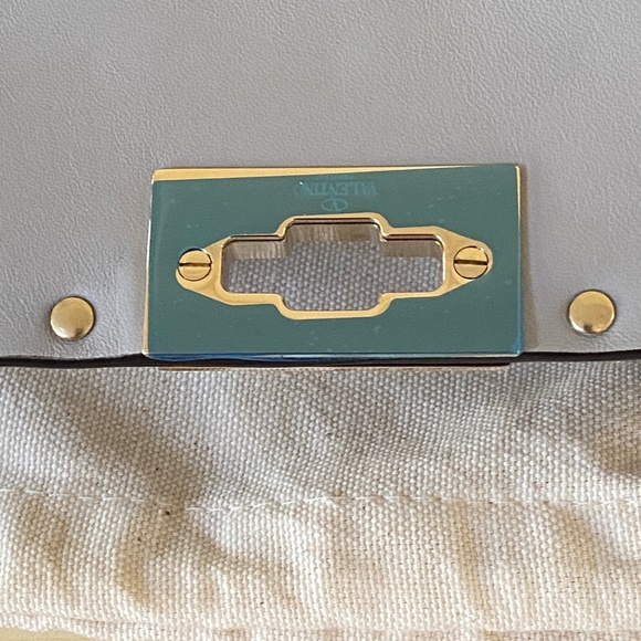 Large Light Grey / Gold Valentino Rockstud Spike Shoulder Bag New With T… - Picture 2 of 15